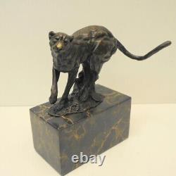 Cheetah Statue Sculpture Animal Style Art Deco Art Nouveau Bronze Massif