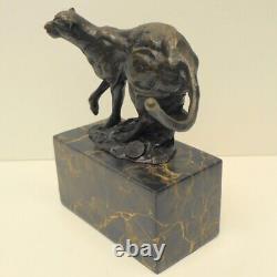 Cheetah Statue Sculpture Animal Style Art Deco Art Nouveau Bronze Massif