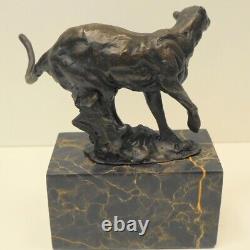 Cheetah Statue Sculpture Animal Style Art Deco Art Nouveau Bronze Massif