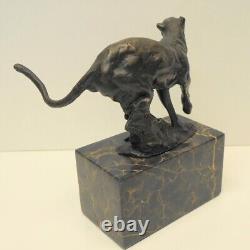 Cheetah Statue Sculpture Animal Style Art Deco Art Nouveau Bronze Massif