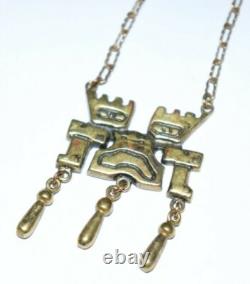 Chic Necklace Signed Michel Buffet in Art Deco Vintage Ethnic Bronze