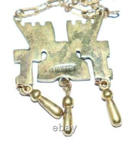 Chic Necklace Signed Michel Buffet in Art Deco Vintage Ethnic Bronze