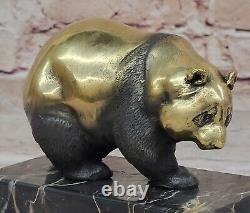 Chinese Art Deco Golden Panda Bronze Masterpiece Cast Sculpture Figurine Gift