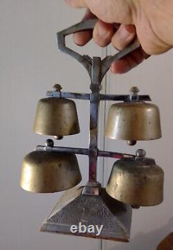 Christian Altar Bells in Bronze and Chrome Metal from the Art Deco Era