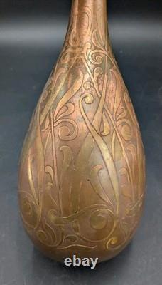 Christofle House and Auguste Delaherche Art Deco Piriform Vase in Bronze 1920