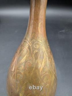 Christofle House and Auguste Delaherche Art Deco Piriform Vase in Bronze 1920