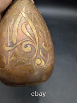 Christofle House and Auguste Delaherche Art Deco Piriform Vase in Bronze 1920