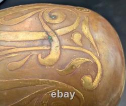 Christofle House and Auguste Delaherche Art Deco Piriform Vase in Bronze 1920