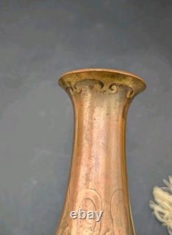 Christofle House and Auguste Delaherche Art Deco Piriform Vase in Bronze 1920