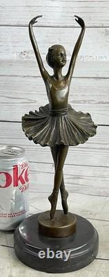 Classic Girl Ballerina Ballet Dancer Signed Bronze Art Deco Sculpture