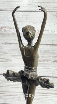 Classic Girl Ballerina Ballet Dancer Signed Bronze Art Deco Sculpture