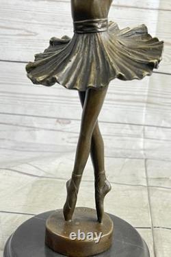 Classic Girl Ballerina Ballet Dancer Signed Bronze Art Deco Sculpture