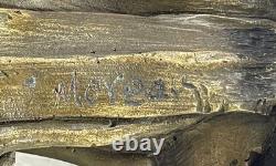 Collectible Statue of a Lily Girl in Bronze Art Deco Signed Moreau with Flowers