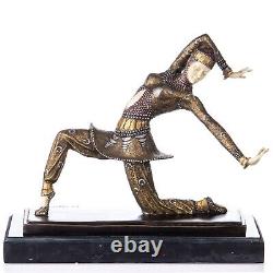 Colored Art Deco Bronze Dancer Kamorna after DHChiparus Signed