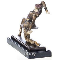 Colored Art Deco Bronze Dancer Kamorna after DHChiparus Signed