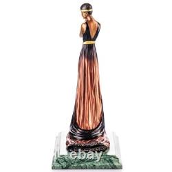 Colored Art Deco Bronze Sculpture of a Woman in a Dress After G. S. Cassel