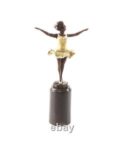 Colored Bronze Art Deco Ballerina Sculpture after Ferdinand Preiss