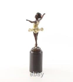 Colored Bronze Art Deco Ballerina Sculpture after Ferdinand Preiss