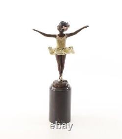 Colored Bronze Art Deco Ballerina Sculpture after Ferdinand Preiss