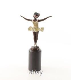 Colored Bronze Art Deco Ballerina Sculpture after Ferdinand Preiss