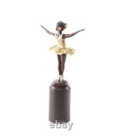 Colored Bronze Art Deco Ballerina Sculpture after Ferdinand Preiss