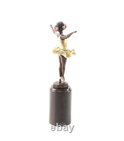 Colored Bronze Art Deco Ballerina Sculpture after Ferdinand Preiss