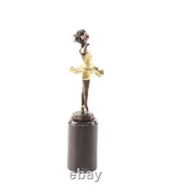 Colored Bronze Art Deco Ballerina Sculpture after Ferdinand Preiss