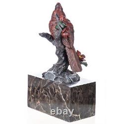 Colored Sculpture Deco Bird in Bronze on Black Marble after Milo