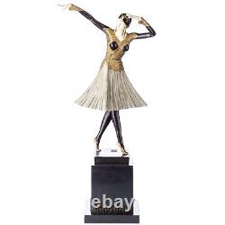 Colorful Art Deco Bronze Dancer Miro after DHChiparus Vintage Signed