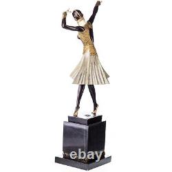 Colorful Art Deco Bronze Dancer Miro after DHChiparus Vintage Signed