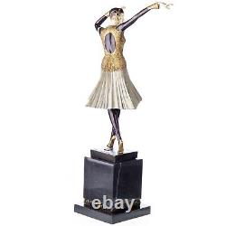 Colorful Art Deco Bronze Dancer Miro after DHChiparus Vintage Signed