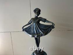 Colorful Art Deco Bronze Sculpture of a Ballerina After Ferdinand Preiss