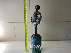 Colorful Art Deco Bronze Sculpture of a Ballerina After Ferdinand Preiss