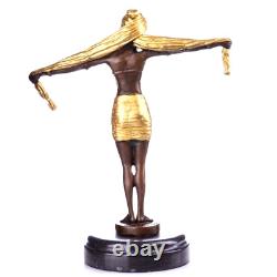 Coloured Art Deco figure dancer made of bronze material signed after DH Chiparus