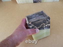 Complete clock set signed VOLTAS in bronze, marble, and onyx Art Deco