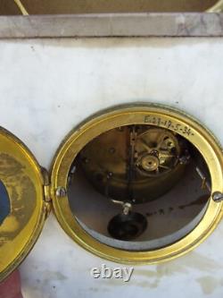 Complete clock set signed VOLTAS in bronze, marble, and onyx Art Deco
