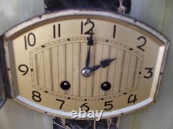 Complete clock set signed VOLTAS in bronze, marble, and onyx Art Deco