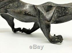 Cubist Sculpture In Bronze Panther / Pumas Art Deco. (lion, Leopard, Tiger.)