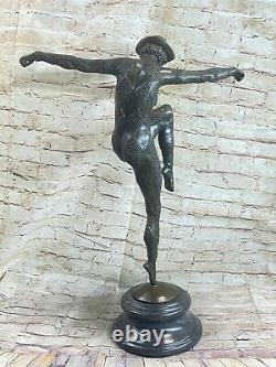 D. H. Bronze Statue, Art Deco Dancer Sculpture Font Figurine