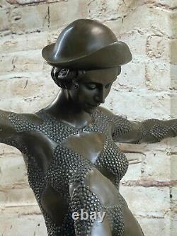 D. H. Bronze Statue, Art Deco Dancer Sculpture Font Figurine
