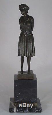 D. H. Chiparus (after) Bronze Marble Plinth Depicting A Woman Art Deco