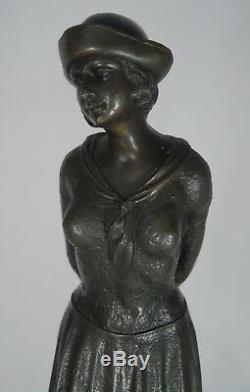 D. H. Chiparus (after) Bronze Marble Plinth Depicting A Woman Art Deco