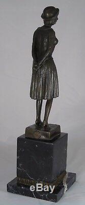 D. H. Chiparus (after) Bronze Marble Plinth Depicting A Woman Art Deco