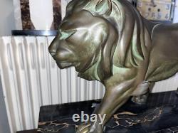 DAVERNY (20th) & REVEYROLIS lion tamer Important Art Deco bronze Signed