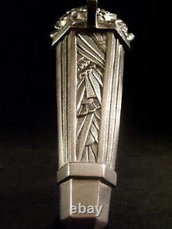 Dameron & Jokisch Ejg Applied Art Deco Bronze Nickelé & Tulip Pressed Glass