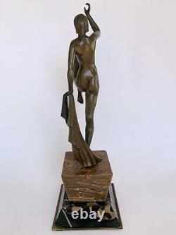 Dancer Art Deco Bronze 1930 About Socle Marble Carrier By Emile Daurive H3697