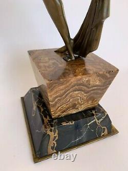 Dancer Art Deco Bronze 1930 About Socle Marble Carrier By Emile Daurive H3697