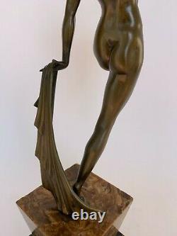 Dancer Art Deco Bronze 1930 About Socle Marble Carrier By Emile Daurive H3697