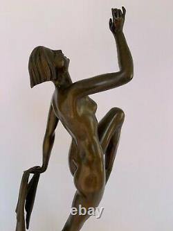 Dancer Art Deco Bronze 1930 About Socle Marble Carrier By Emile Daurive H3697