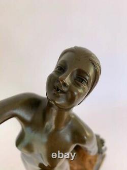 Dancer Art Deco Bronze 1930 About Socle Marble Carrier By Emile Daurive H3697